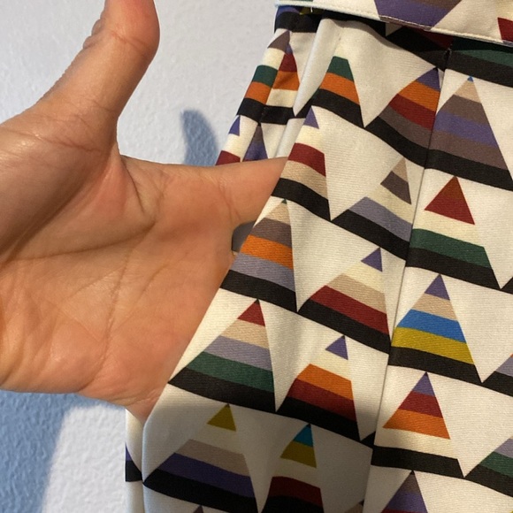 Ted Baker Boa Triangle Print Cropped Trouser Pants Cream Multicolor Size 2 - Picture 5 of 6